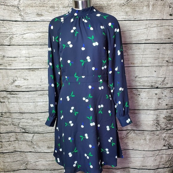 BANANA REPUBLIC White Peach Cherry Blossom Navy Blue ELEGANT DRESS SIZE 2 - Picture 1 of 7